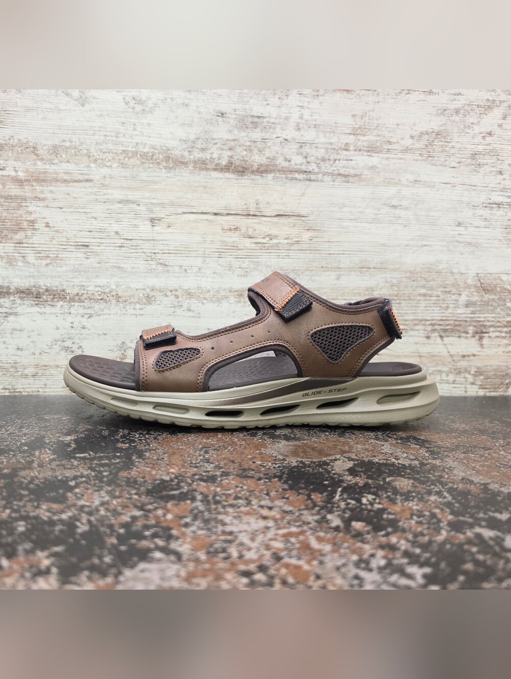 Mens Skechers Orvan Gamble Sandals Shoes Sz 12 M Used VGC Brown Leather 211371 B